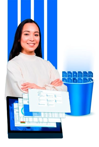 Imagem de mulher profissional sobre compatibilidade de Data Storage compatível com sistema NAS TrueNAS, em Linux e FreeBSD